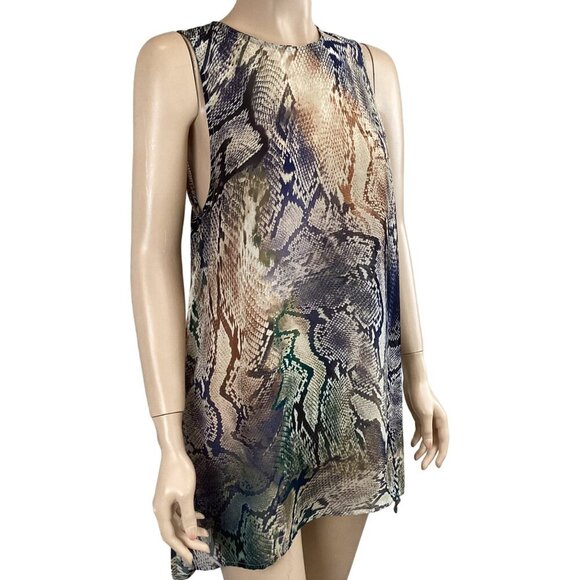 Show Me Your Mumu Snake Print Sleeveless Tunic Top Size Small Sheer Overlay - Picture 5 of 7